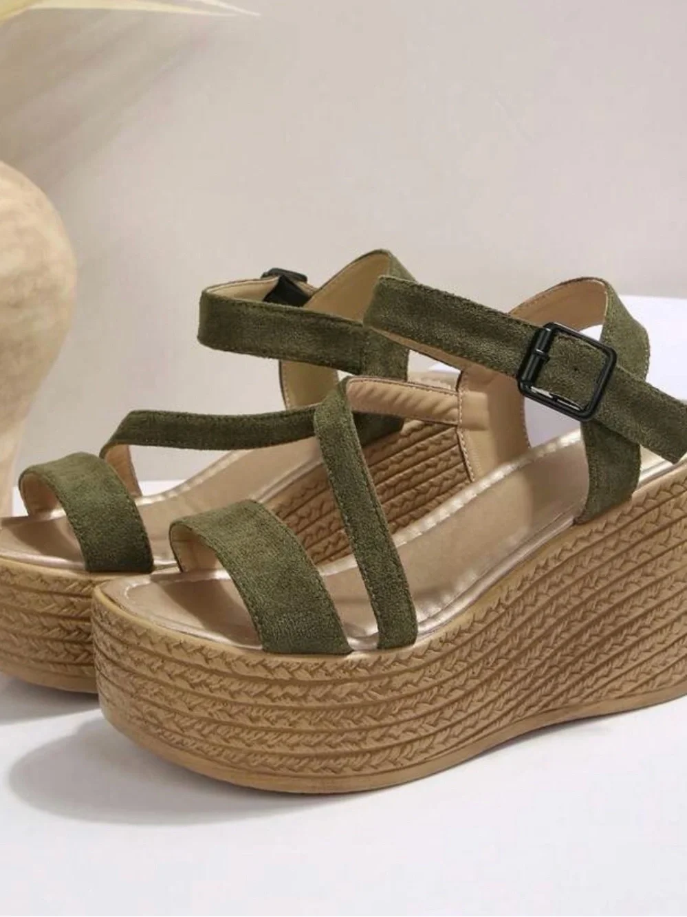 NEW Womens Olive Green Wedge Sandals